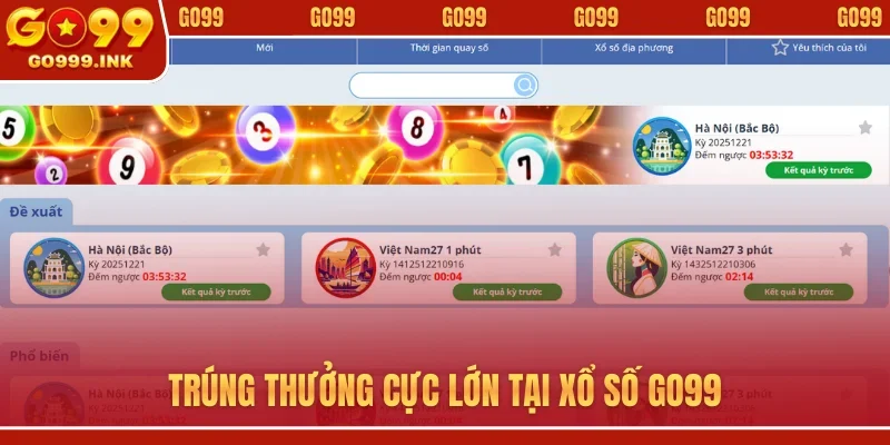 Trúng thưởng cực lớn tại xổ số GO99